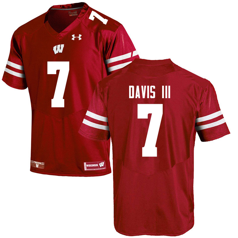 Wisconsin Badgers Men's #7 Danny Davis III NCAA Under Armour Authentic Red College Stitched Football Jersey FG40E38JD